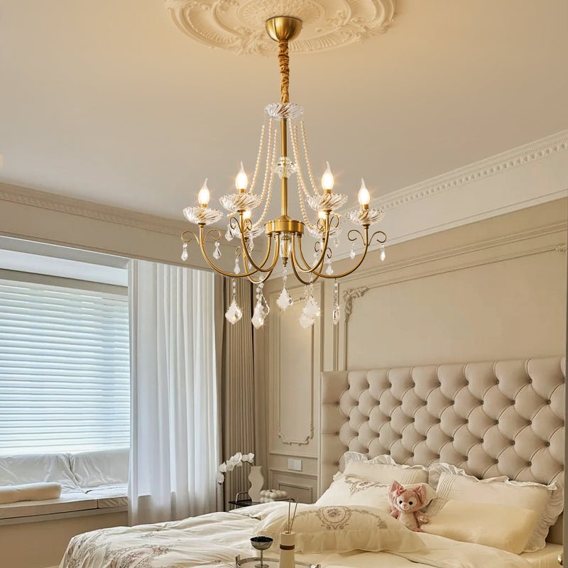 Imperial Pearl Crystal Chandelier – Gold Finish, E14, 6 & 8 Light Options
