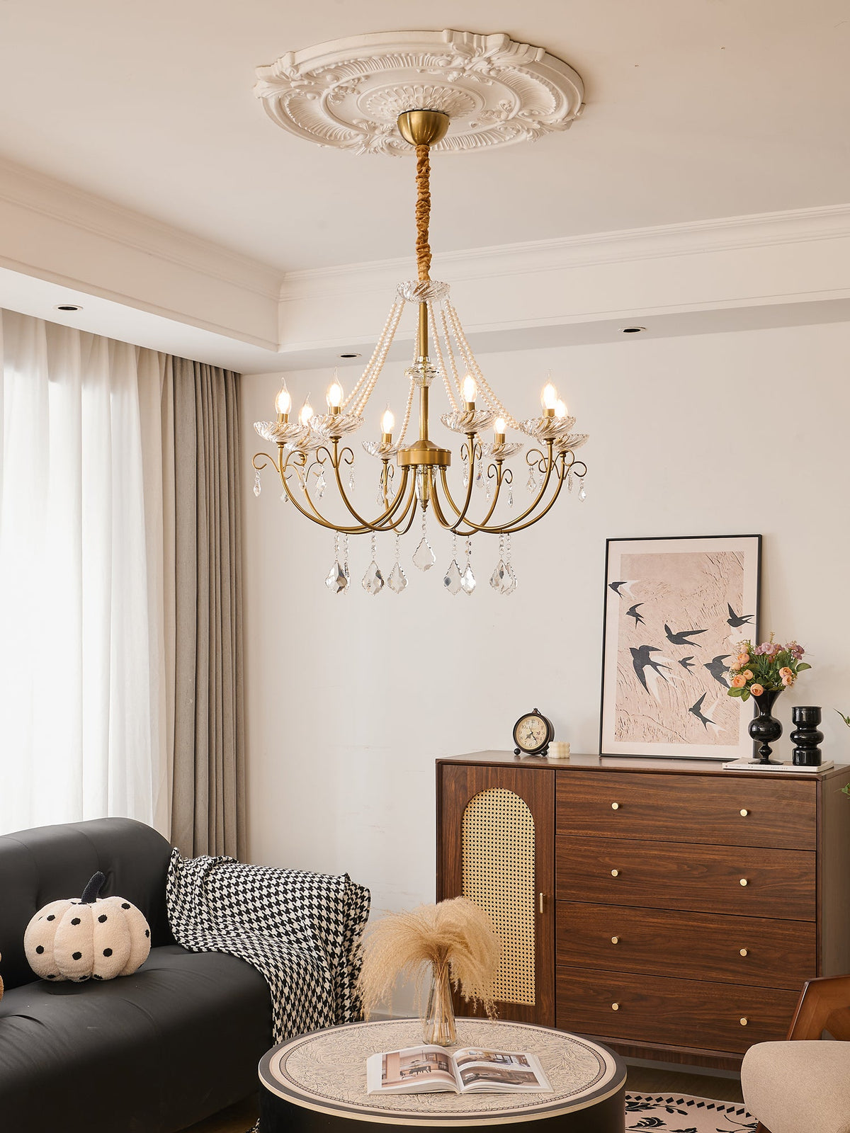 Imperial Pearl Crystal Chandelier – Gold Finish, E14, 6 & 8 Light Options