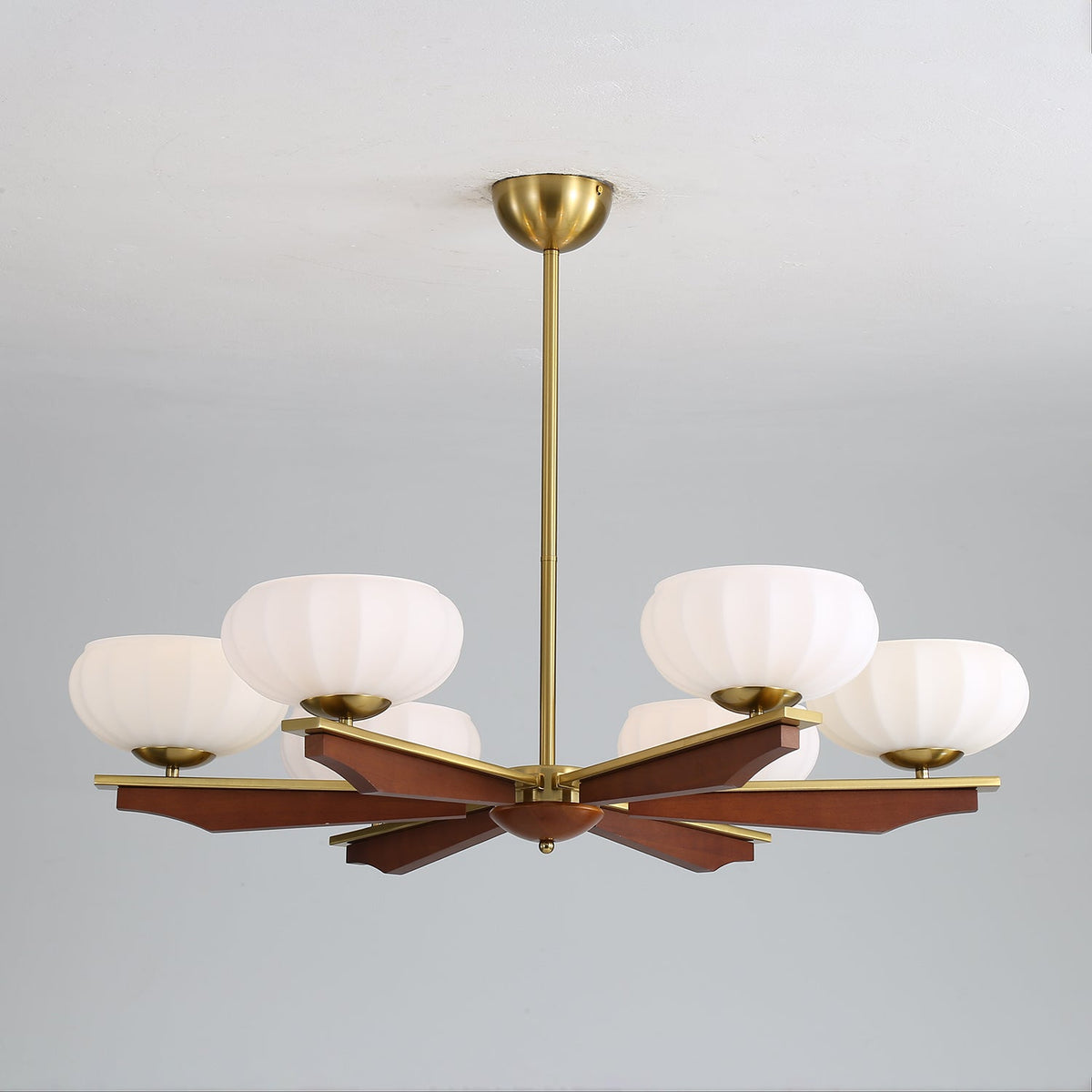 Imperium Modern Glass Wood Chandelier for Dining Room and Foyer