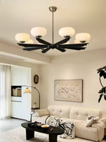 Imperium Modern Glass Wood Chandelier for Dining Room and Foyer