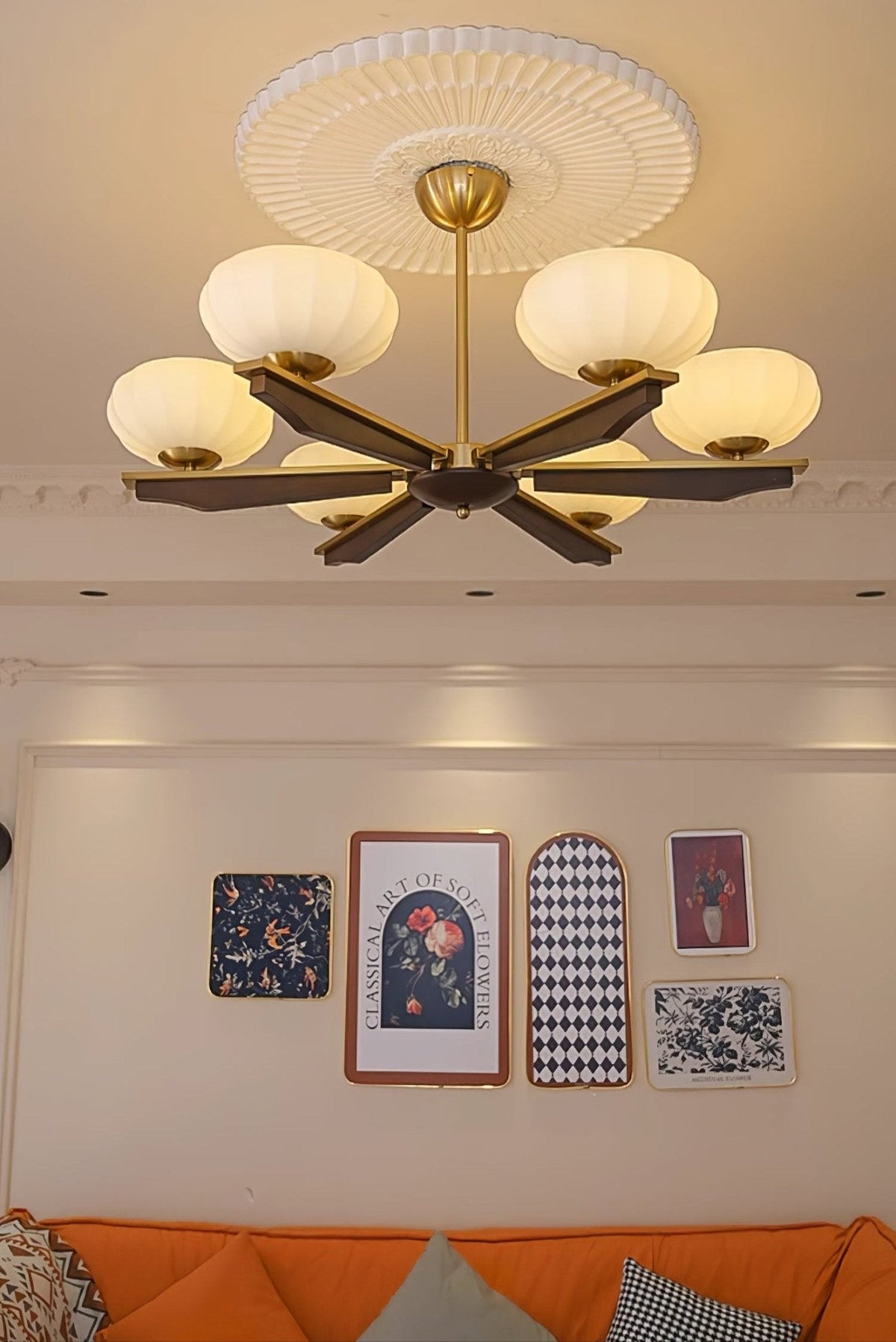 Imperium Modern Glass Wood Chandelier for Dining Room and Foyer