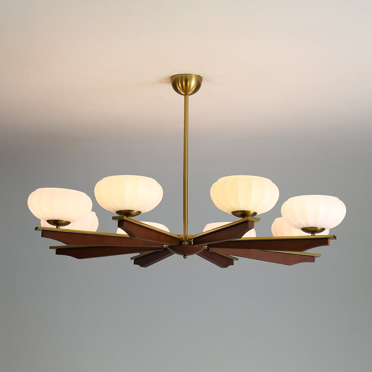 Imperium Modern Glass Wood Chandelier for Dining Room and Foyer