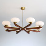 Imperium Modern Glass Wood Chandelier for Dining Room and Foyer