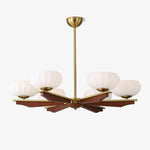 Imperium Modern Glass Wood Chandelier for Dining Room and Foyer