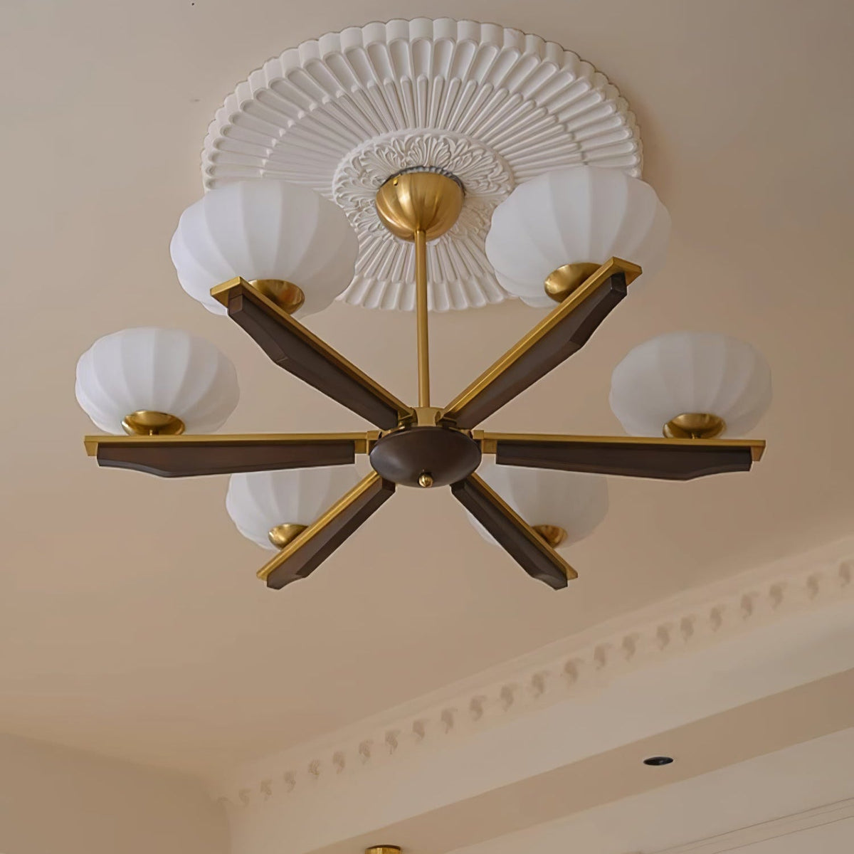 Imperium Modern Glass Wood Chandelier for Dining Room and Foyer
