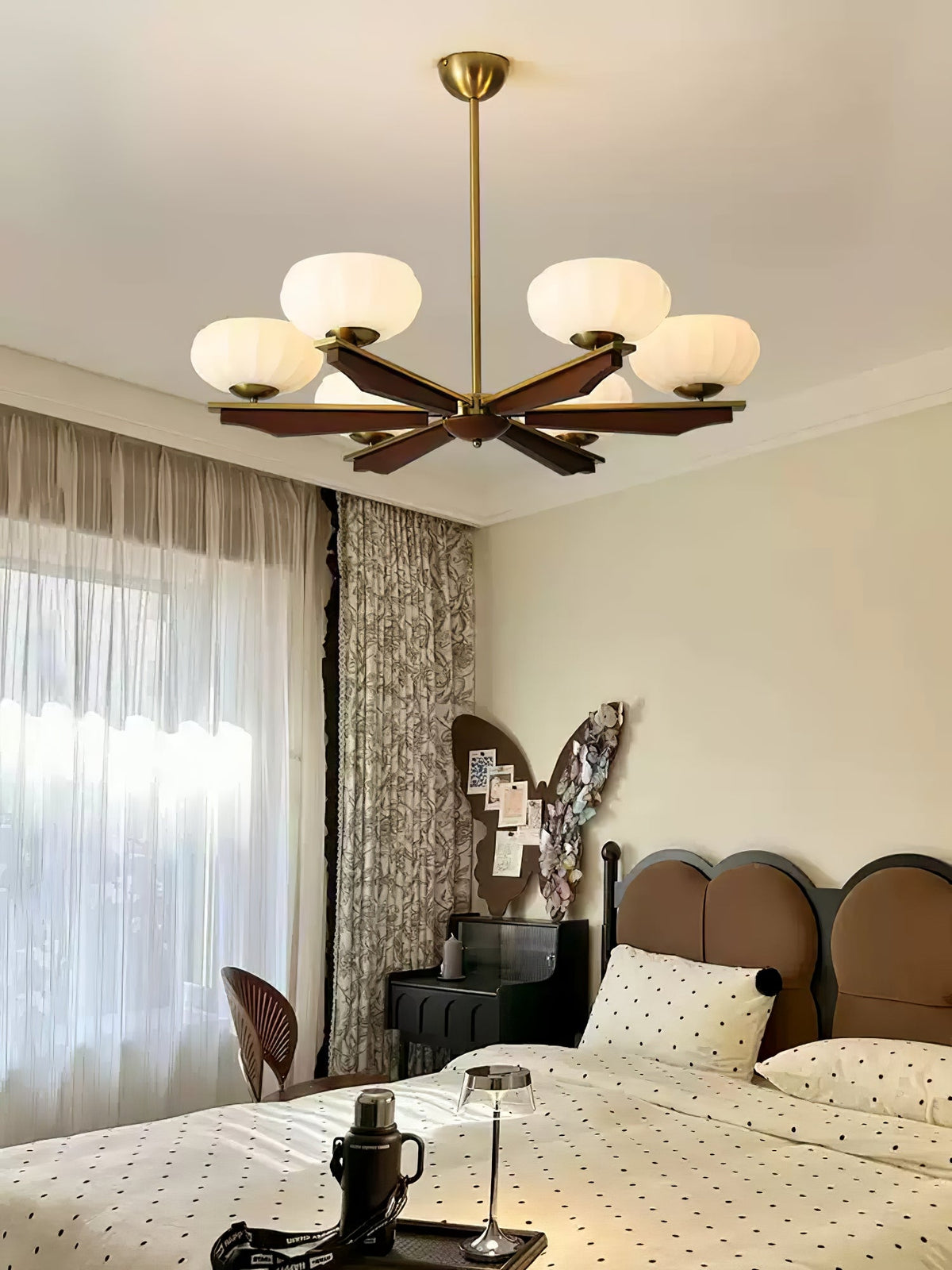 Imperium Modern Glass Wood Chandelier for Dining Room and Foyer