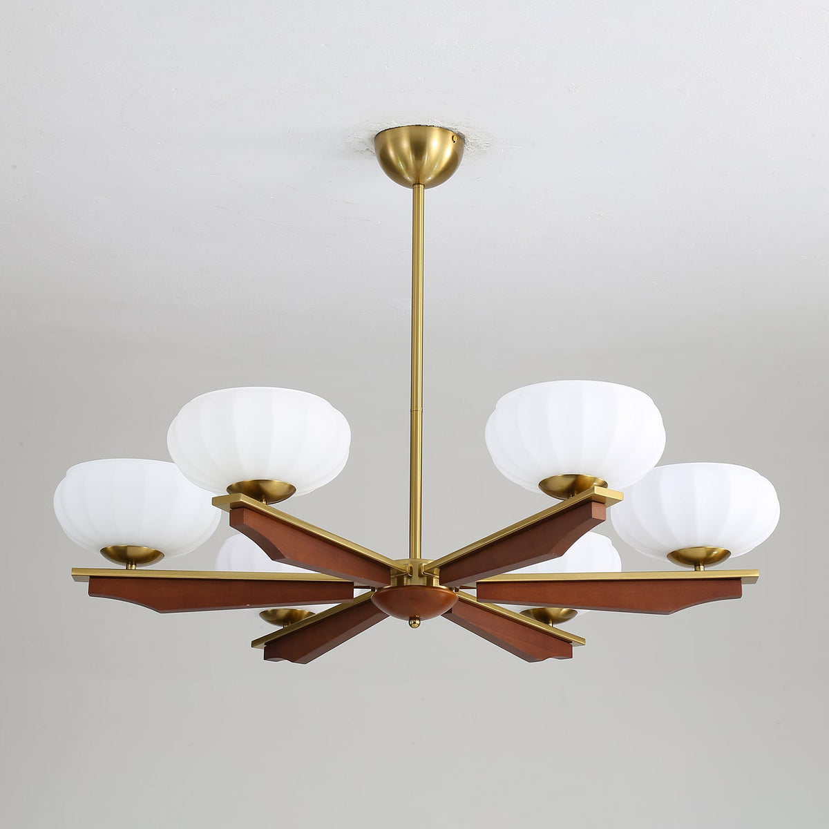 Imperium Modern Glass Wood Chandelier for Dining Room and Foyer