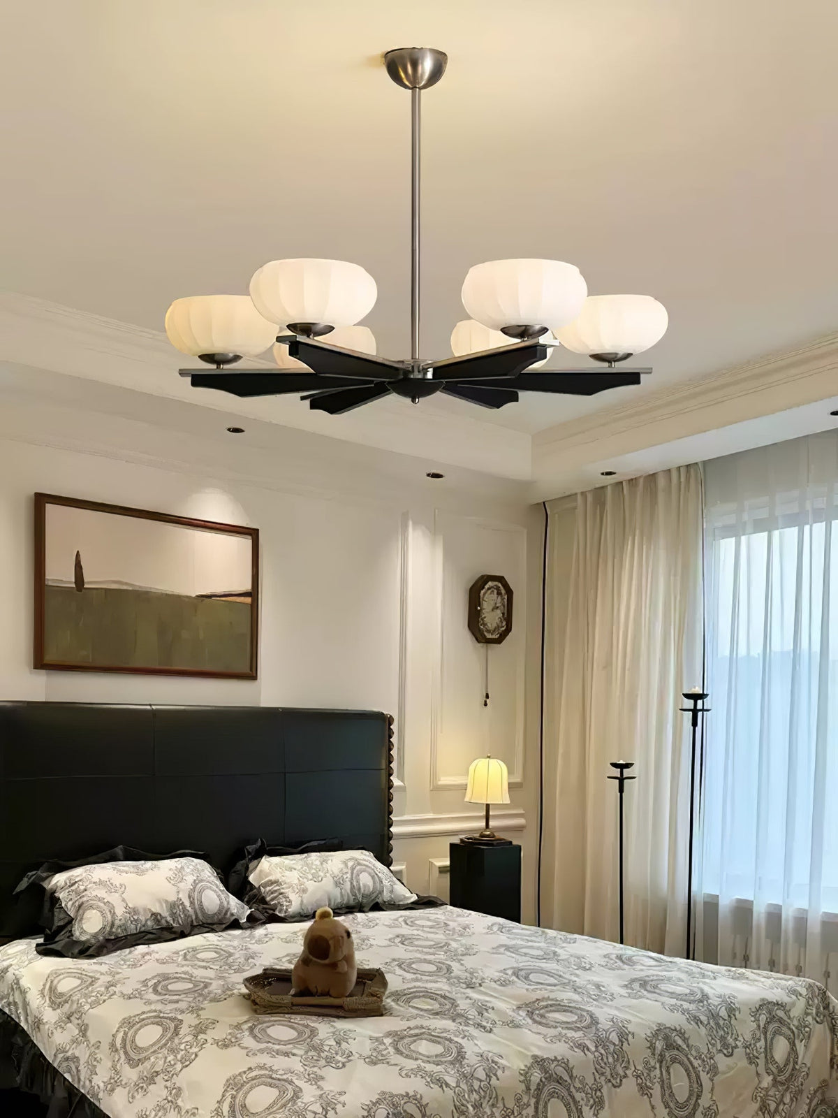 Imperium Modern Glass Wood Chandelier for Dining Room and Foyer
