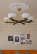 Imperium Modern Glass Wood Chandelier for Dining Room and Foyer