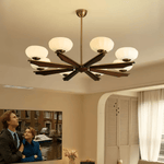 Imperium Modern Glass Wood Chandelier for Dining Room and Foyer