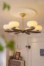 Imperium Modern Glass Wood Chandelier for Dining Room and Foyer
