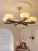 Imperium Modern Glass Wood Chandelier for Dining Room and Foyer