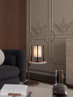 Industrial Cage Frame Table Lamp with Paper Shade