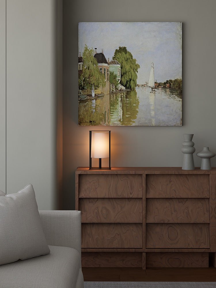 Industrial Cage Frame Table Lamp with Paper Shade