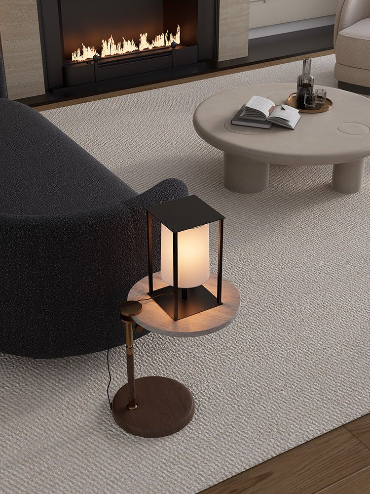 Industrial Cage Frame Table Lamp with Paper Shade