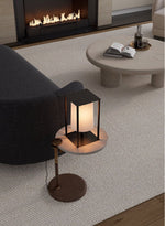 Industrial Cage Frame Table Lamp with Paper Shade