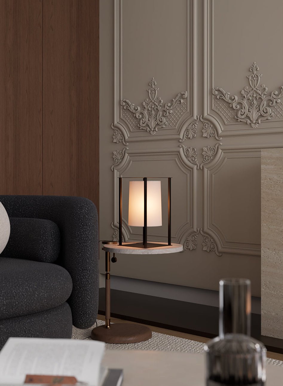 Industrial Cage Frame Table Lamp with Paper Shade