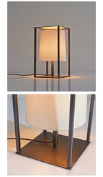 Industrial Cage Frame Table Lamp with Paper Shade