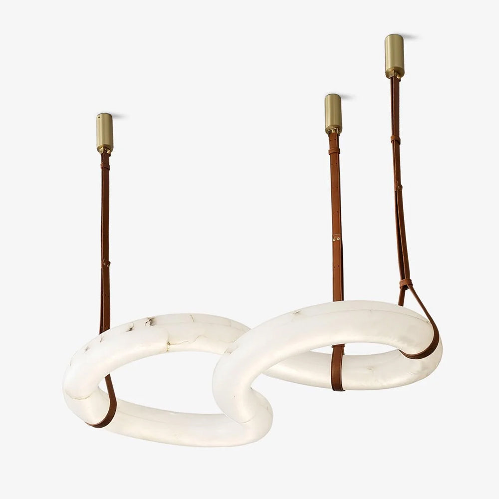 Infinity Alabaster Pendant Light in Brass and Leather