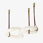 Infinity Alabaster Pendant Light in Brass and Leather