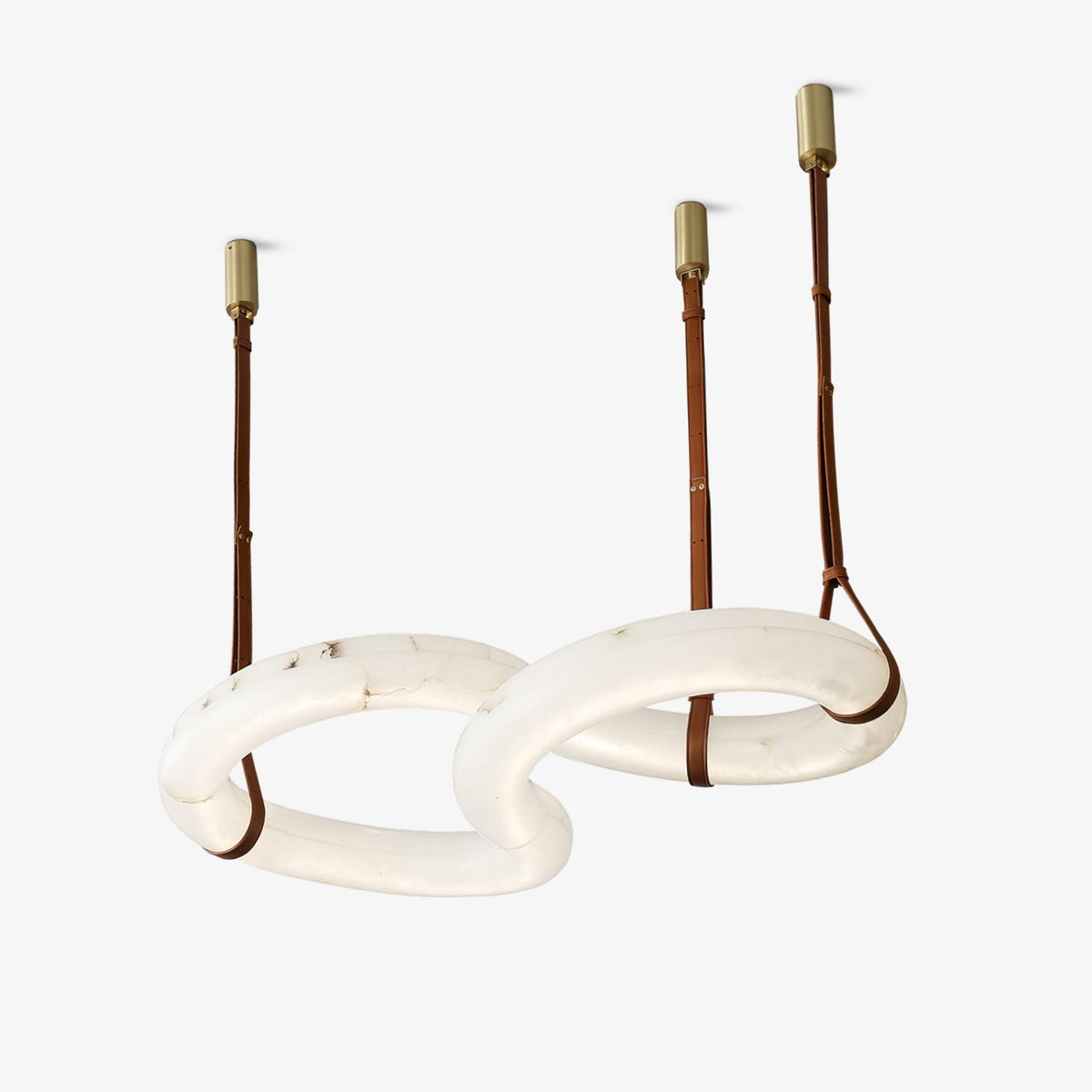 Infinity Alabaster Pendant Light in Brass and Leather