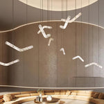 Infinity Alabaster Pendant Light in Brass and Leather