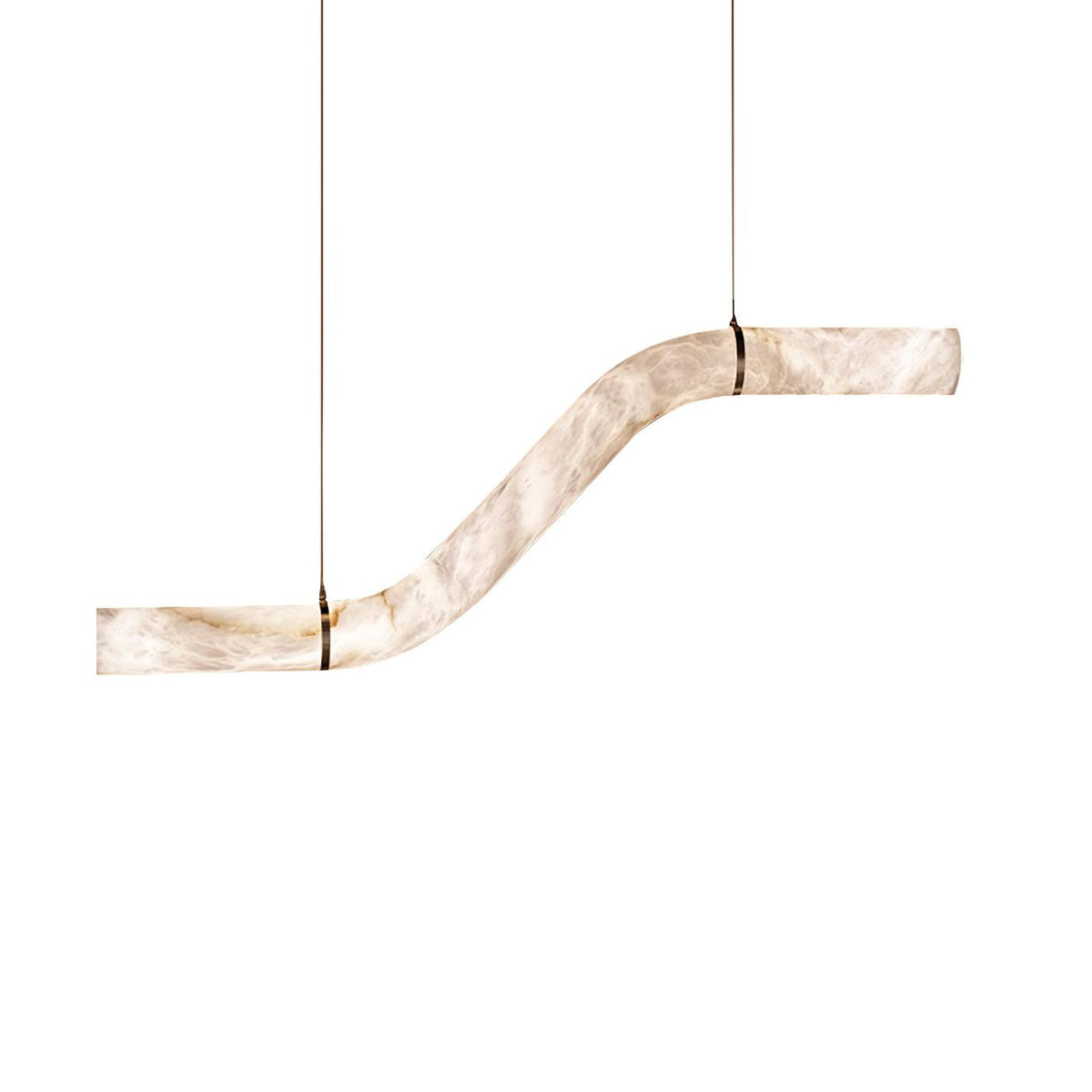 Infinity Alabaster Pendant Light in Brass and Leather