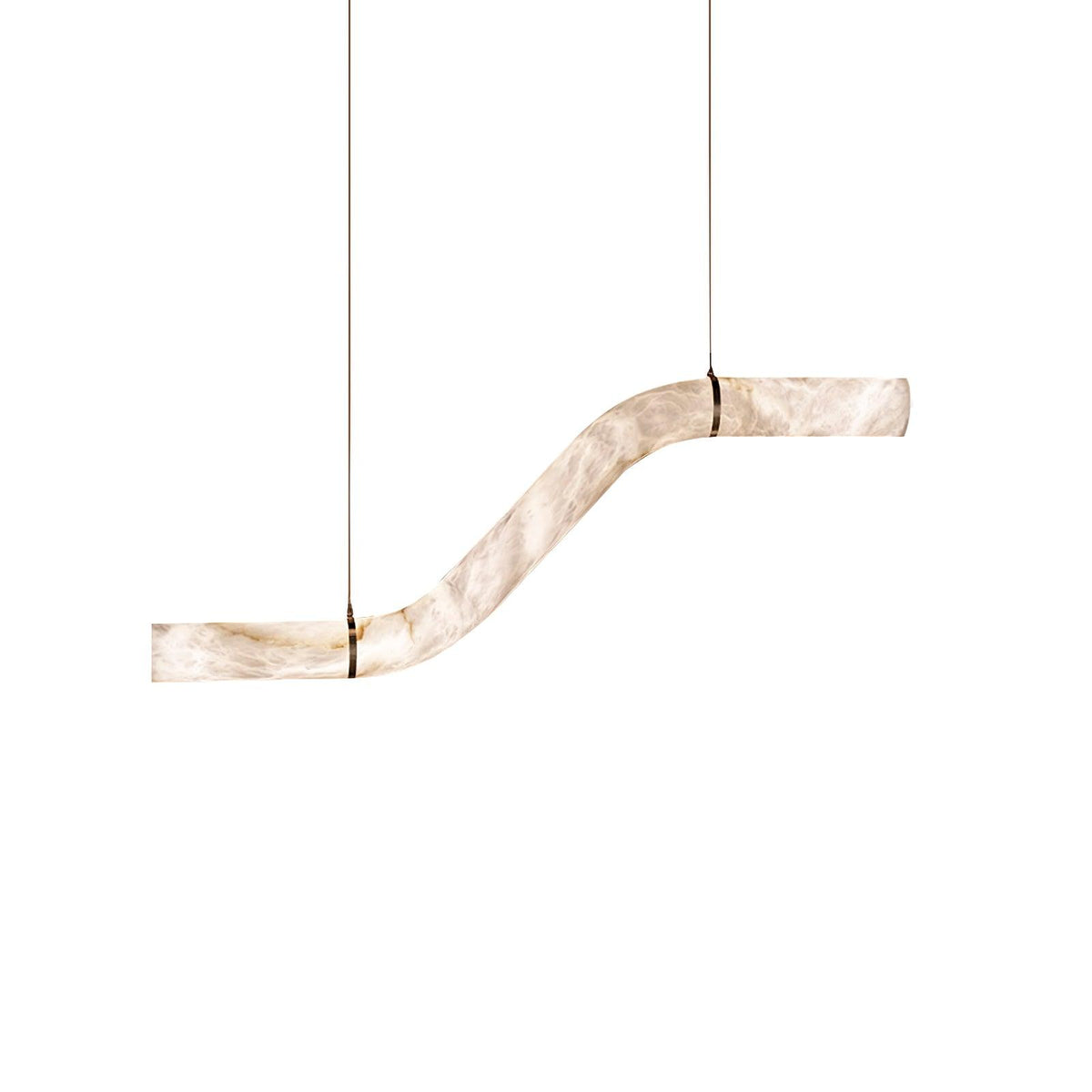 Infinity Alabaster Pendant Light in Brass and Leather