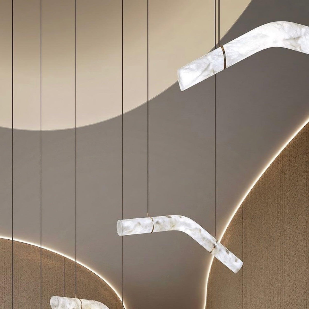 Infinity Alabaster Pendant Light in Brass and Leather
