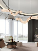 Infinity Alabaster Pendant Light in Brass and Leather