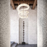 Infinity Alabaster Pendant Light in Brass and Leather
