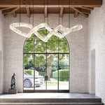 Infinity Alabaster Pendant Light in Brass and Leather