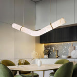 Infinity Alabaster Pendant Light in Brass and Leather