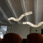 Infinity Alabaster Pendant Light in Brass and Leather