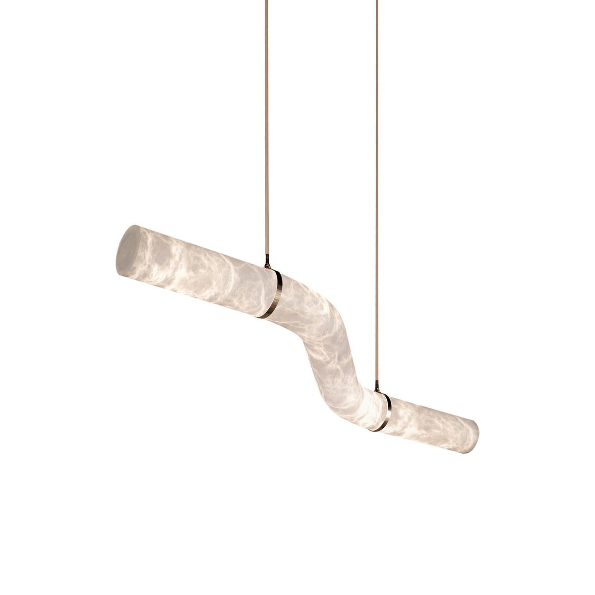 Infinity Alabaster Pendant Light in Brass and Leather