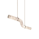 Infinity Alabaster Pendant Light in Brass and Leather