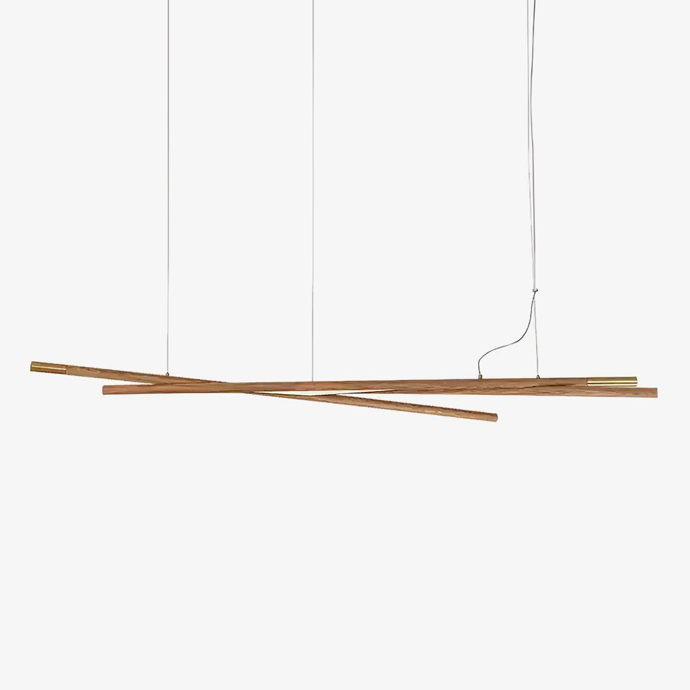 Intersect Modern Wood LED Chandelier for Dining Room and Living Space