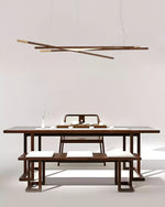 Intersect Modern Wood LED Chandelier for Dining Room and Living Space