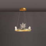 Ion Leaf Modern LED Chandelier in Gold or Black for Dining Room and Living Room
