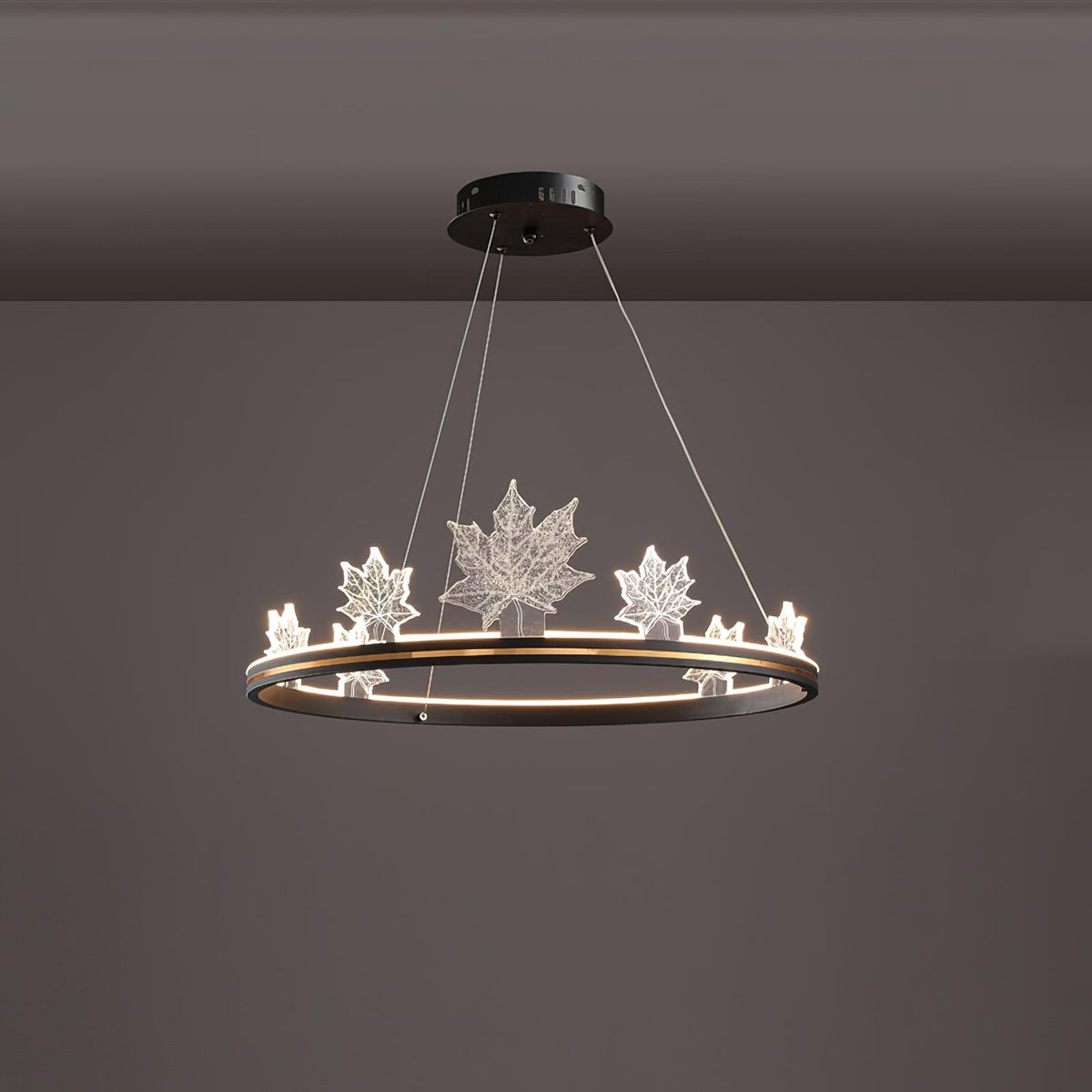 Ion Leaf Modern LED Chandelier in Gold or Black for Dining Room and Living Room