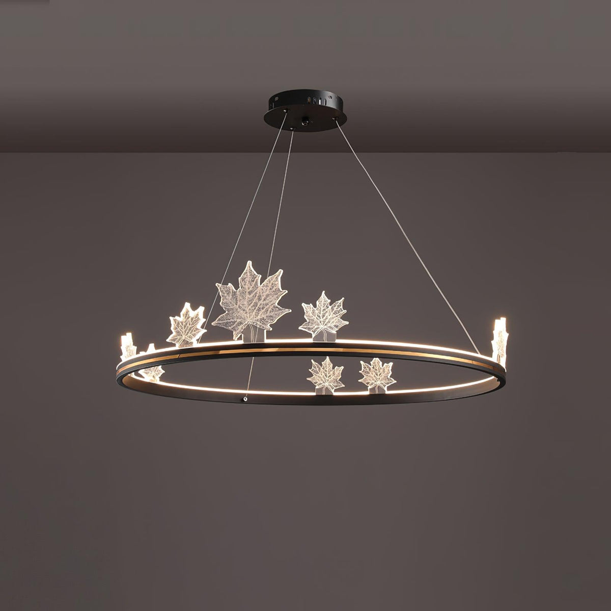 Ion Leaf Modern LED Chandelier in Gold or Black for Dining Room and Living Room