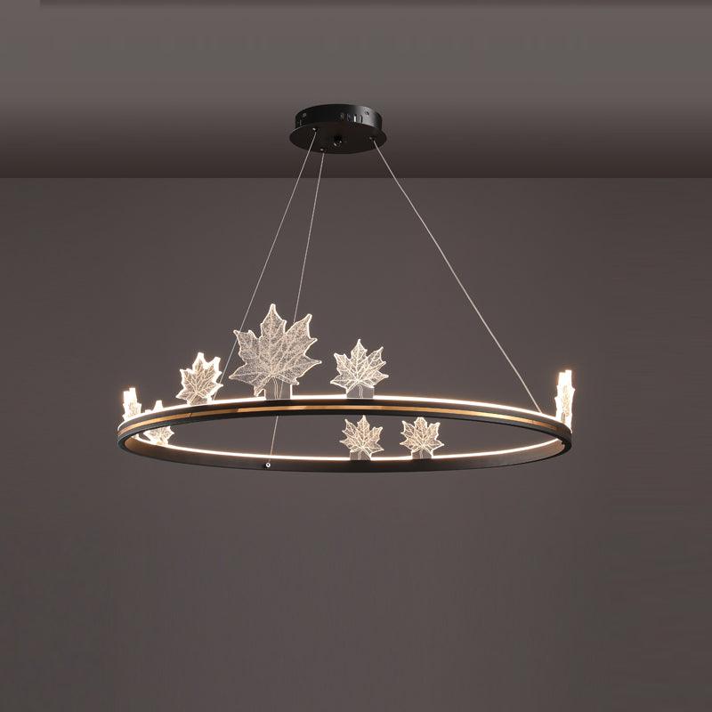 Ion Leaf Modern LED Chandelier in Gold or Black for Dining Room and Living Room