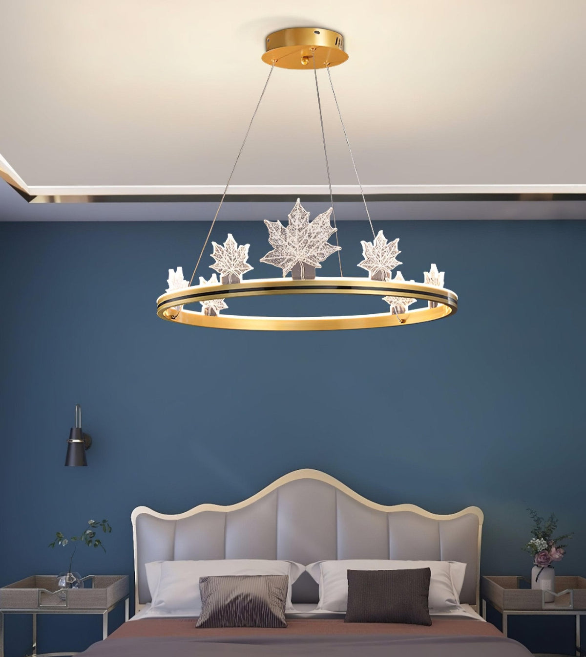 Ion Leaf Modern LED Chandelier in Gold or Black for Dining Room and Living Room