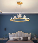 Ion Leaf Modern LED Chandelier in Gold or Black for Dining Room and Living Room