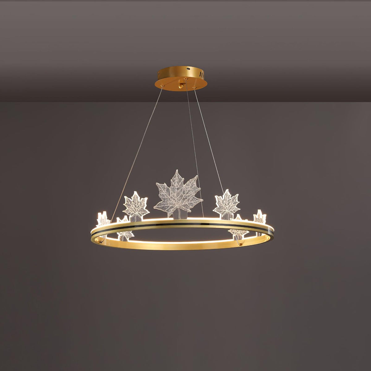 Ion Leaf Modern LED Chandelier in Gold or Black for Dining Room and Living Room