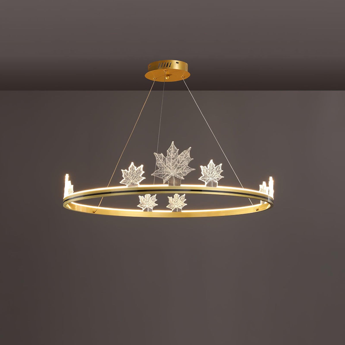 Ion Leaf Modern LED Chandelier in Gold or Black for Dining Room and Living Room