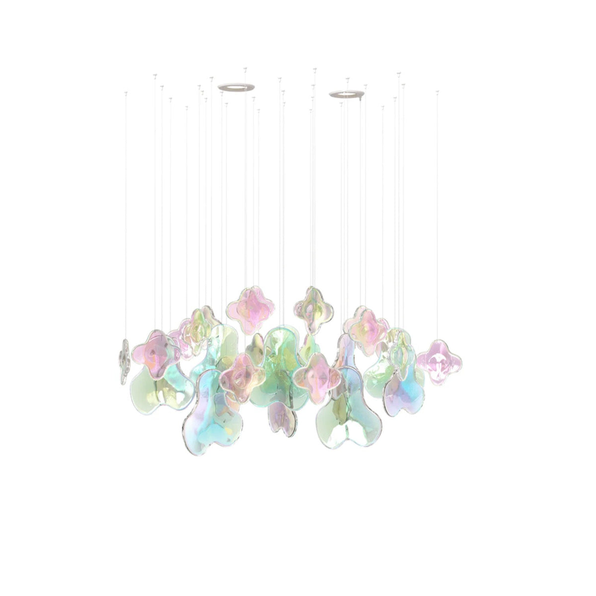 Iris Iridescent Blossom Chandelier – Modern Glass Pendant Light for Dining Room & Living Room