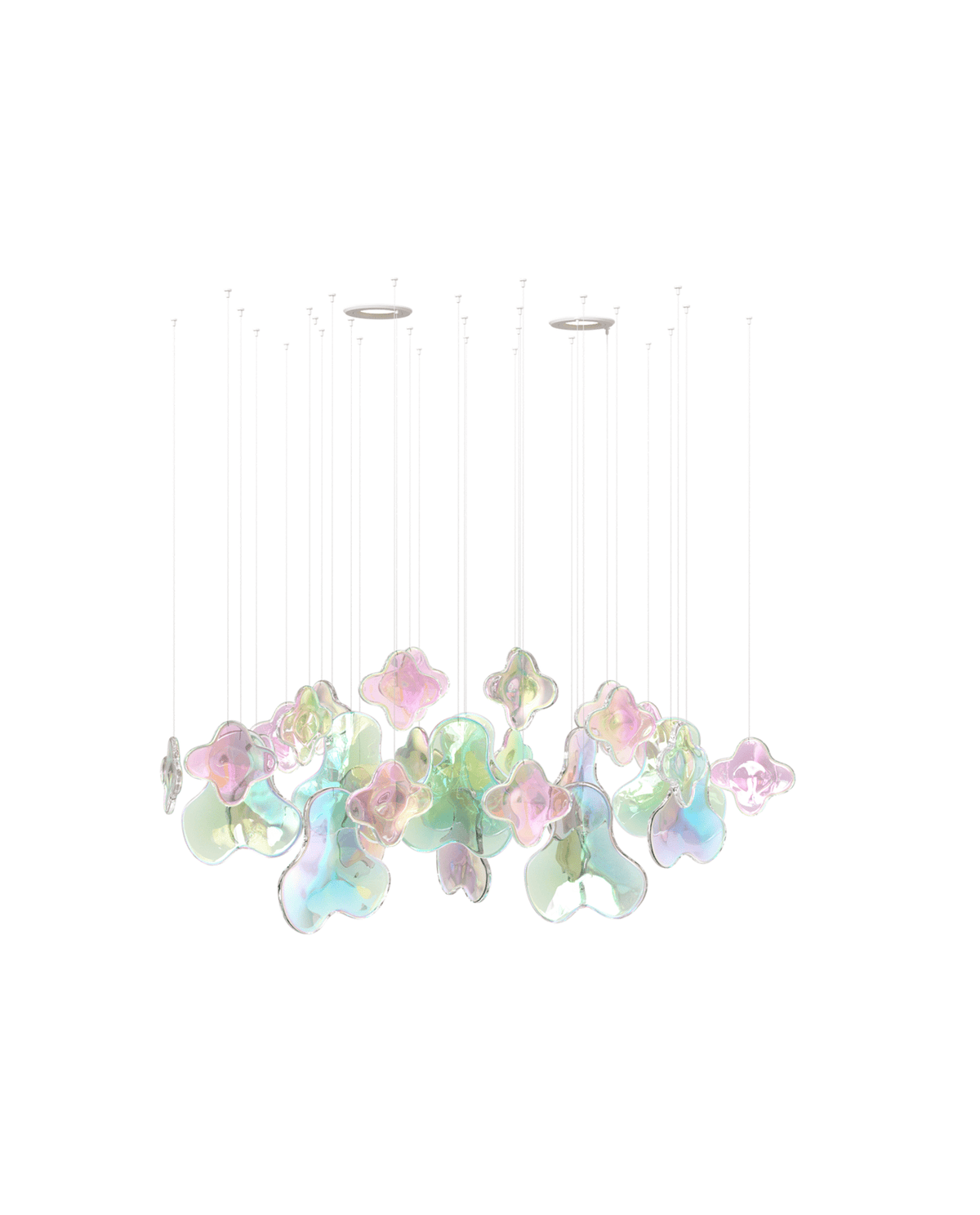 Iris Iridescent Blossom Chandelier – Modern Glass Pendant Light for Dining Room & Living Room