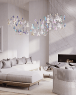 Iris Iridescent Blossom Chandelier – Modern Glass Pendant Light for Dining Room & Living Room