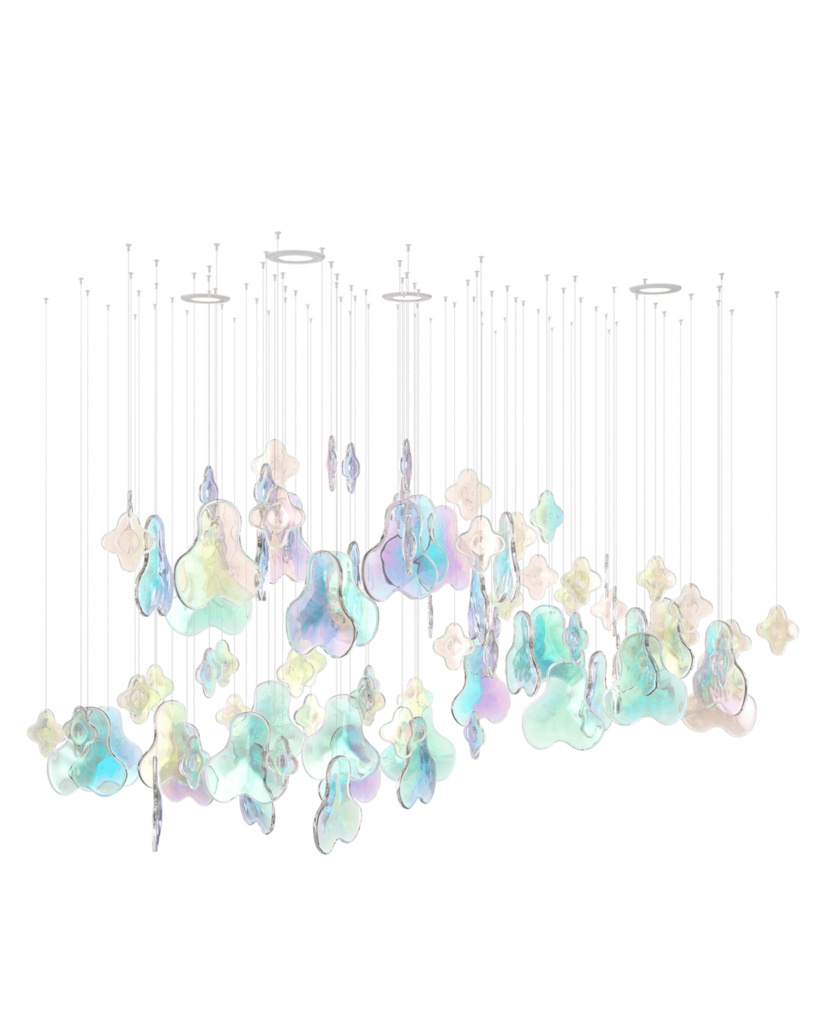 Iris Iridescent Blossom Chandelier – Modern Glass Pendant Light for Dining Room & Living Room